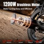 Carbon Electric Bike, 1200W Motor, 28MPH Speed & 48V 22.5Ah Removable Battery, 7-Speed, 20" x 4.0" Fat Tire Ebike Adult Electric Mountain Bicycle - Image 4