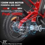 1200W Electric Bike for Adults 26" Fat Tire Ebike with 48V 18.2Ah Battery 37MPH 35Miles Electric Mountain Ebikes Bicycle for Teens Adult - Image 2