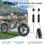 Electric Bike for Adults, 1500W Motor Electric Bike, Top Speed 30Mph & 75-Mile Long Range, 20-Inch Fat Tire Mountain Electric Bicycle, Commuting E-Bike Adults with Acc Cruise - Image 5