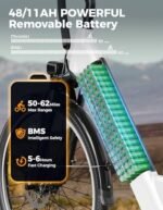 Jasion Roamer ST Electric Bike for Adults, 1200W Peak Motor Max 62miles & 28MPH City Cruiser Ebike,26'' Commuter Ebike, 528WH Removable Battery,7-Speed Electric Bicycles, Front Suspension Bicycles - Image 3