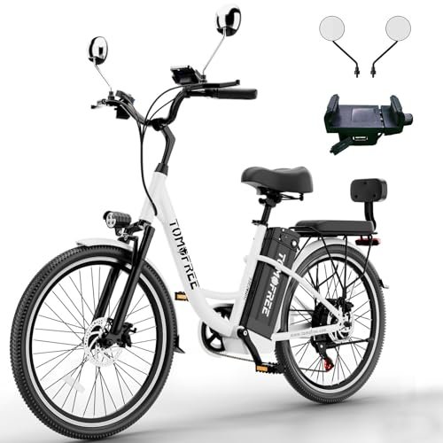 Version 1.0.0 Cityscape Electric Bike for Adults 500W, 48V 20AH 60Miles Commuter Bike, 24" Ebike Electric City Cruiser Bike for Women, 7-Speed City Bike with Extra Seat, Rear View Mirrors - Image 1