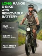 tifgalop Electric Bike for Adults - 26" Fat Tire Electric Bike Beach Snow Mountain Bike, Dual Hydraulic Disc Brakes Electric Bike Full Suspension - Image 5