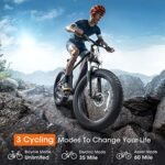 UDON BEEMONE Electric Bike for Adults One-Step, 1000W Motor Electric Bicycle with 26" x 4.0 Fat Tire, 30-80Miles 28MPH E-Bikes with 48V/20Ah Removable Battery (Men, Black-3) - Image 5