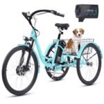 Viribus Electric Trike for Adults, 7 Speed Electric Tricycle for Adults with 48V 13Ah Battery, Front Suspension, 350W Motor, 3 Wheel Electric Bikes for Adults 24 26 inch Dual Chain, E Trike, Etrike