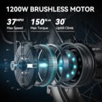 LET IT GO Electric Bike for Adults, 26" Electric Mountain Bike, Off Road All Terrains E Bike, 1200W 48V 17.5AH, 37 MPH & 37 Miles - Image 4