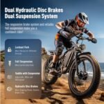 Electric Bike for Adults with 3000W Peak Dual Motors, 23AH 1196WH/1104WH Battery, 37MPH 26” Fat Tire, Full Suspension, Dual Hydraulic Disc Brake, E Bikes For Men, 90 Miles Long Range 45° Uphill - Image 4