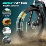 Vivi ACE01 Electric Bike for Adults, 26" x 4.0 Fat Tire Ebike, 1475W Peak Motor Torque Sensor Electric Mountain Bike, 25MPH Electric Bicycle with 48V 15AH Battery, 7 Speed, Hydraulic Brake, UL 2849 - Image 6