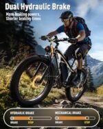 52V 19.2Ah Battery Electric Bike for Adults, 1000W Peak 1500W EBike, Up to 36MPH & 75Miles, Hydraulic Disc Brake, 21-Speed Off Road Snow Mountain Pedal Assist 26" Fat Tire Fast E-Bike Bicycles - Image 4