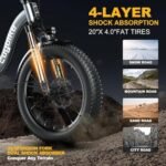 EUYBIKE1000W Folding Electric Bike for Adults,30mph Max Speed, 15AH Removable Battery Ebike, 20" 3 Fat Tire Electric Mountain E Bike with 7-Speed,Adult Electric Bicycles for Commute Beach Snow - Image 6