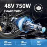 Electric Bike for Adults 20" ebike Full Suspension 750W Motor Fat Tire Electric Bike Mountain Beach Snow Bike 48V 13Ah Removable Battery 30MPH - Image 3