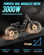 Romeo ProⅡ(2024 Newest Upgraded) 3000W Dual Motors Electric Bike for Adults, 60Ah 120Miles Long Range Electric Bicycle, 44Mph 26"*4.0 Fat Tire Full Suspension Electric Mountain Bike - Image 3