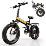 Knight Electric Bike for Adults 1200W Peak Motor Up to 20 MPH 60 Miles,600wh Removable Battery,Folding 20" x 4.0" Fat Tire Electric Bicycle Dual Shock Absorber Ebikes for Adults