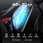 eAhora Luna II Peak 1500W Dual Motor Electric Bike for Adults, 7-Speed 33MPH 48V 20Ah E Bike, 20 * 4.0 Puncture Proof Fat Tires Hydraulic Brake Full Suspension Electric Bike, with UBS Wharging Port - Image 3