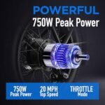 Totem Fat Tire Foldable Electric Bike-Folding E Bike for Adults 750W Peak Motor-20"x4.0" Fat Tire for Woodland,Mountain,Beach,Snow-48V Removable Battery-Speed 20MPH-Max Range 40+ Mile - Image 2