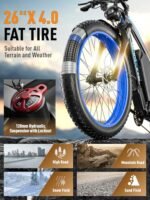 E·Bycco 52V 1000W Peak 1500W 19.2Ah Battery Electric Mountain Bike for Adults, 36MPH & 75Miles Fast Long Range EBikes, 21-Speed Pedal Assist E-Bikes, Hydraulic Disc Brake, Fat Tire Commuter E-Bicycle - Image 4