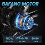 VELOWAVE Electric Bike for Adults 750W BAFANG Motor Peak 1000 28MPH Mountain Ebike 48V 15Ah Removable LG Cells Battery 26'' Fat Tire E Bike Shimano 7-Speed (Step-Over, Silver) - Image 2