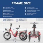 MOPHOTO Electric Trike, 7 Speeds Electric Tricycle for Adult, 350W 36V 3 Wheel Electric Bikes, Motorized Tricycle Adult Electric Three Wheels Bicycle for Senior - Image 6