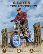 1500W Full Suspension Moped Style Ebike, 20" Fat Tire Electric Bike Up to 28MPH & 75 Miles, 15.6AH/31.2AH Removable Battery, All-Terrain Offroad E Bike for Mountains, Snow, Sand, Road - Image 3