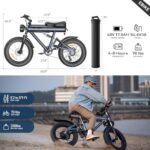 AZHAR 750W Electric Bike for Adult, 20" Fat Tire Ebike Aluminum Frame, 30 Mph Max Speed, Electric Bicycle with 840Wh Removable Battery, Range 55 Miles, 7 Speed & Full Suspension (S18-GreyBlue) - Image 6