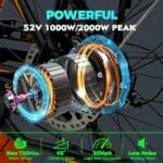 Electric Bike for Adults,2000W Electric Bicycles 52V 23AH, 26"x 4"Fat Tire Electric Mountain Bike Dual Motor Up to 35MPH, 21-Speed Front Shock Absorption Ebike - Image 2