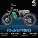 Freego Electric Dirt Bike for Adults, 28MPH&30Mile, 1000W/48V/12.5Ah, 20x4 Fat Tires Off Road Electric Bicycle Full Hydraulic Brake, Low Seat, Designed for Short Riders, Teens/Women 4‘11‘’-5’8‘’ - Image 6