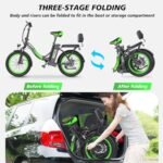 Peak 1200W Moped Style Electric Bike for Adults - 20''×3.0" Fat Tire Electric Bicycle with 624WH, 25MPH & 45 Miles Folding Ebike with Backrest for Commuting Mountains Snow Beach (US Warehouse) - Image 7