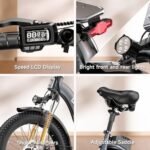 Folding Electric Bike for Adults with Peak 1000W Motor, 48V 15Ah Large Battery up to 30MPH 80 Miles, 20" Fat Tire All Terrain Ebike, Front Suspension 7-Speed Commuter E Bike, Step-Thru, UL Certified - Image 7