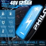 PHILODO Electric Bike for Adults, Fat Tire Ebike 26" Electric Bike 1000W Electric Mountain Bike 48V/17.5Ah Removable Battery 31MPH Electric Bicycles 21-Speed - Image 3