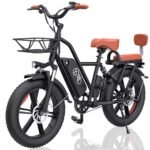 YVY Electric Bike for Adults with Rear Seat and Front Basket, 1000W 48V 15Ah - LCD Color Screen - F/R Disc Brake - Front Fork Shock Absorption - 20"x4.0"Fat Tire All Terrain Commuting E-Bike - 2 Seats