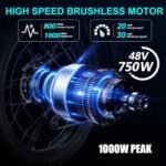 Electric Bike 40AH Fold Ebike - 48V 30MPH 1000W Electric Bicycle Mountain E Bike with 2 * 20AH Battery, 140 Miles Long Range 26 * 4 inch Fat Tire e Bike for Adult Electric - Image 3