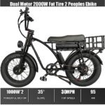 2000W Dual Motor Electric Bike for 2 Adults, 2 Person AWD Ebike, 30 MPH 48V 18AH Fat Tire Mountain E Bikes, Two People E Bike for Hunting, 20'' Adult Electric Bicycles for Men & Women - Image 3