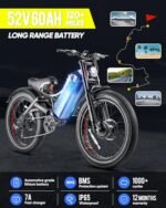 Romeo Pro II/Romeo Pro 3000W/1200W Electirc Bike for Adults 52/48V 60Ah 100-200 Miles Long Range Ebike, 26"*4.0 Fat Tire Electric Mountain Bike Full Suspension Electric Bicycle with APP Control - Image 5