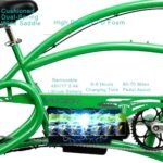 Tracer Beyond Pro 26'' Classic Stretch Chopper EBike with Spring Suspension Classical Fork, disc Brake and hi-Rise Steel Handlebar (Green) - Image 3