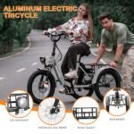 MOPHOTO Electric Trike, 7 Speeds Electric Tricycle for Adult, 350W 36V 3 Wheel Electric Bikes, Motorized Tricycle Adult Electric Three Wheels Bicycle for Senior - Image 5