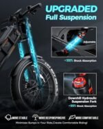 eAhora (2024 Upgraded) Romeo Pro Peak 1600W Electric Mountain Bike 60Ah Ebike Long Range Electric Bike Dual 4-Position Hydraulic Brakes 26 * 4.0 Full Suspension Electric Bike - Image 5