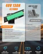 VITILAN V3 2.0 1200W Peak Folding Electric Bike for Adults,20"×4" Fat Tire,48V 13AH 624Wh Removable Battery Electric Bicycle,Up 28MPH & 50Miles, Aluminum Alloy Frame Foldable Ebike,LCD Display - Image 5