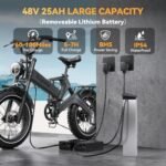 Electric Bike for Adults with Peak 2000W Brushless Motor,100Miles 35MPH All-Terrain Foldable Electric Bike with 48V30A Removable Battery,8-Speed ebike,20"x4.0 Tires and Dual Suspension Bicycles - Image 6