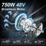 32Ah Electric Bike Long Range 28MPH Folding Electric Bike for Adults Men Women 20" Fat Tire Mountain Foldable Ebike City Urban Commuting Bicycles with 2 Seat - Image 3