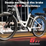 Cityscape Electric Bike for Adults 500W, 48V 20AH 60Miles Commuter Bike, 24" Ebike Electric City Cruiser Bike for Women, 7-Speed City Bike with Extra Seat, Rear View Mirrors - Image 7