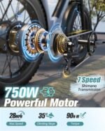 Electric Bike for Adults 960W Peak , 48V 15AH Removable Battery Electric Bicycle, 28MPH Commuter E-bike, 7 Speed, Up to 60 Miles,All Terrain 26" Fat Tire Front Suspension,UL Certified，Samoyed - Image 3