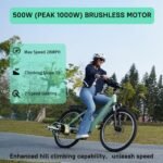 Electric Bike for Adults, 500W(Peak 1000W) Brushless Motor UP to 28MPH,UL2849 Certified Built-in Removable Battery,26" Step-Through Ebike for Women/Men,Commuting E Bike with 7-Speed - Image 2
