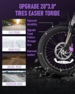 HEDONIC Cupid 1000W Electric Bike, 48V 30Ah Long Range Electric Bike Up to 110Miles 30MPH Full Suspension Ebikes with 20 * 3" Puncture Proof Tires, Hydraulic Brake, 7-Speed, Commuter Cargo EBike - Image 5