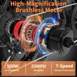 aostirmotor 500W Folding Electric Bike for Adults 20"×4" Fat Tire Electric Bike 36V 13AH Removable Lithium Battery Adult Electric Bicycles, 25MPH E Bike for Adults, Shimano 7 Speed Ebike - Image 2