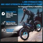 1800W Electric Bike for Adults, 48V 25Ah Samsung Cells Battery Max Range 105Miles & 35MPH Electric Bicycle, 26''×4.0" Fat Tire Ebike, Full Suspension Off Road Beach Commute Mountain E-Bike, UL 2849 - Image 5