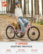 Viribus Electric Tricycle for Adults, 350W Electric Trike 7 Speed with UL 36V 13Ah Battery, 3 Wheel Electric Bikes for Adults with Dual Chains, E Trikes for Women Men Seniors, 330 lb. 24 26 inch - Image 2