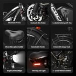 52V 23Ah 2000W Dual Motor Electric Bike for Adults, 37MPH 87Miles, Hydraulic Disc Brake Bicycle, 26" Fat Tire Off Road Snow Mountain Ebike, 7-Speed Pedal Assist, Commuter E-Bike for Men/Women - Image 6