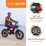 HIDOES B10 Cowboy Style Electric Bike for Adult 1000w Brushless Motor 48V 13AH Battery, 20"×4'Fat Tires Double Brake System 35Miles Max Range 37MPH Max Speed Beach Mountain Off Road Electric Bicycle - Image 5