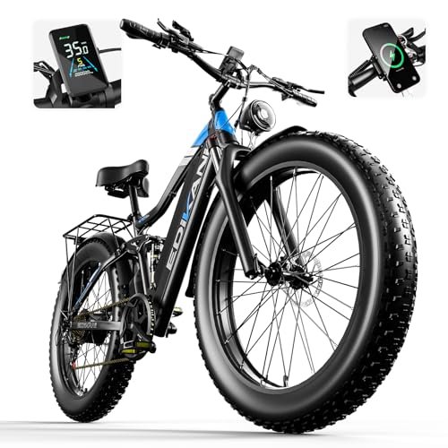 Version 1.0.0 Electric Bike, Peak 1500W 17.5Ah Fat Tire Ebike for Adults, 35mph 70 Miles Electric Bicycle for Men with Hydraulic Brakes, Color Display, Full Suspension Off Road Mountain E Bike - Image 1