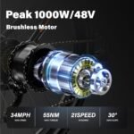 Electric Bike for Adults, 29" Ebike with Peak 1000W Brushless Motor, 34MPH 17.5Ah 840Wh Electric Mountain Bike, 70 Miles Electric Bicycle for Commuter, Lockable Front Fork Suspension, 21-Speed Gears - Image 2