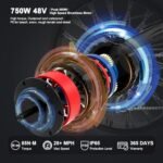 aostirmotor 750W Electric Bike for Adults 26"×4" Fat Tire Electric Bike 48V 15AH Adult Electric Bicycles, Full Suspension 28MPH E Bike for Adults, Shimano 7 Speed Electric Mountain Bike - Image 3